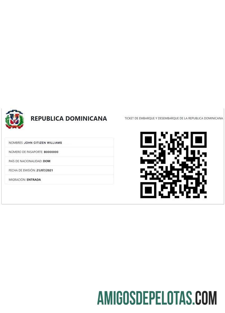 Visto E para República Dominicana amostra